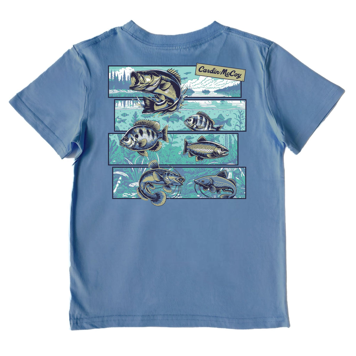 Kids' Fishing Grid Performance Short-Sleeve Tee Short Sleeve T-Shirt Cardin McCoy Captain Blue XXS (2/3) 