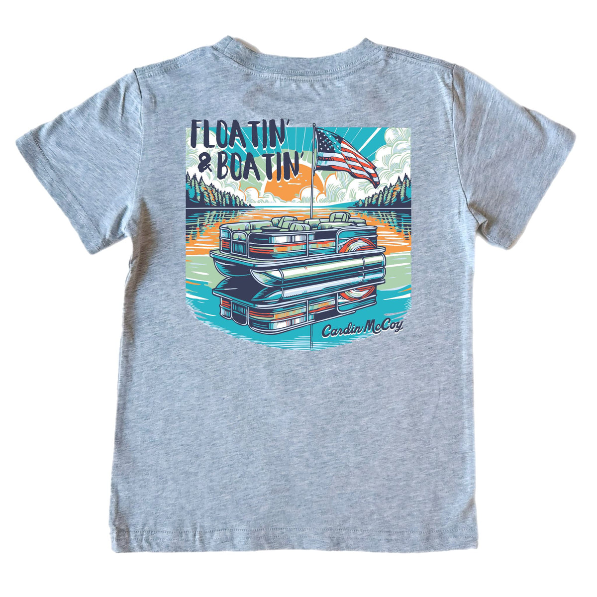 Kids' Floatin' and Boatin' Short-Sleeve Tee Short Sleeve T-Shirt Cardin McCoy Heather Gray XXS (2/3) Pocket