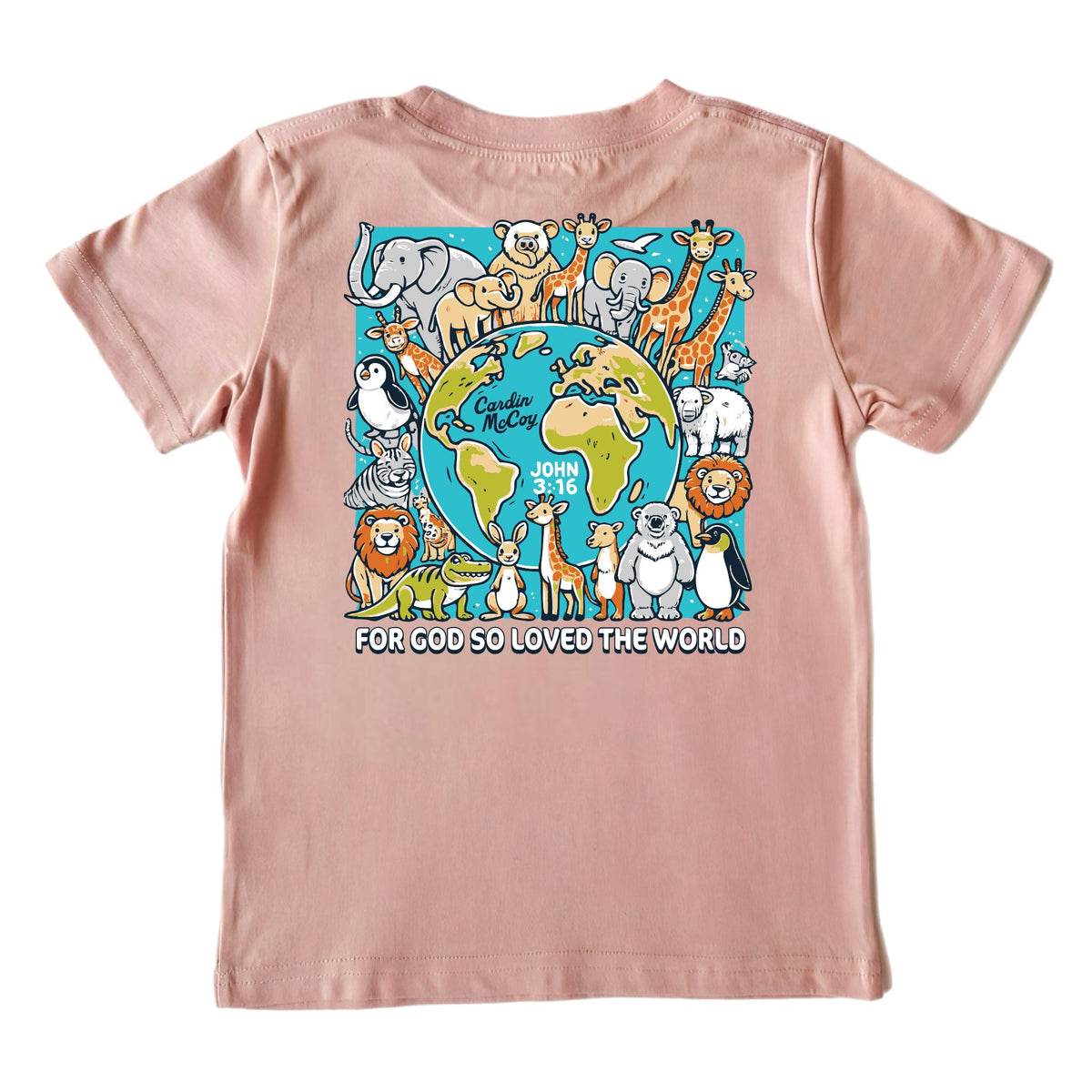 Kids' For God So Loved Short-Sleeve Tee Short Sleeve T-Shirt Cardin McCoy Rose Tan XXS (2/3) Pocket