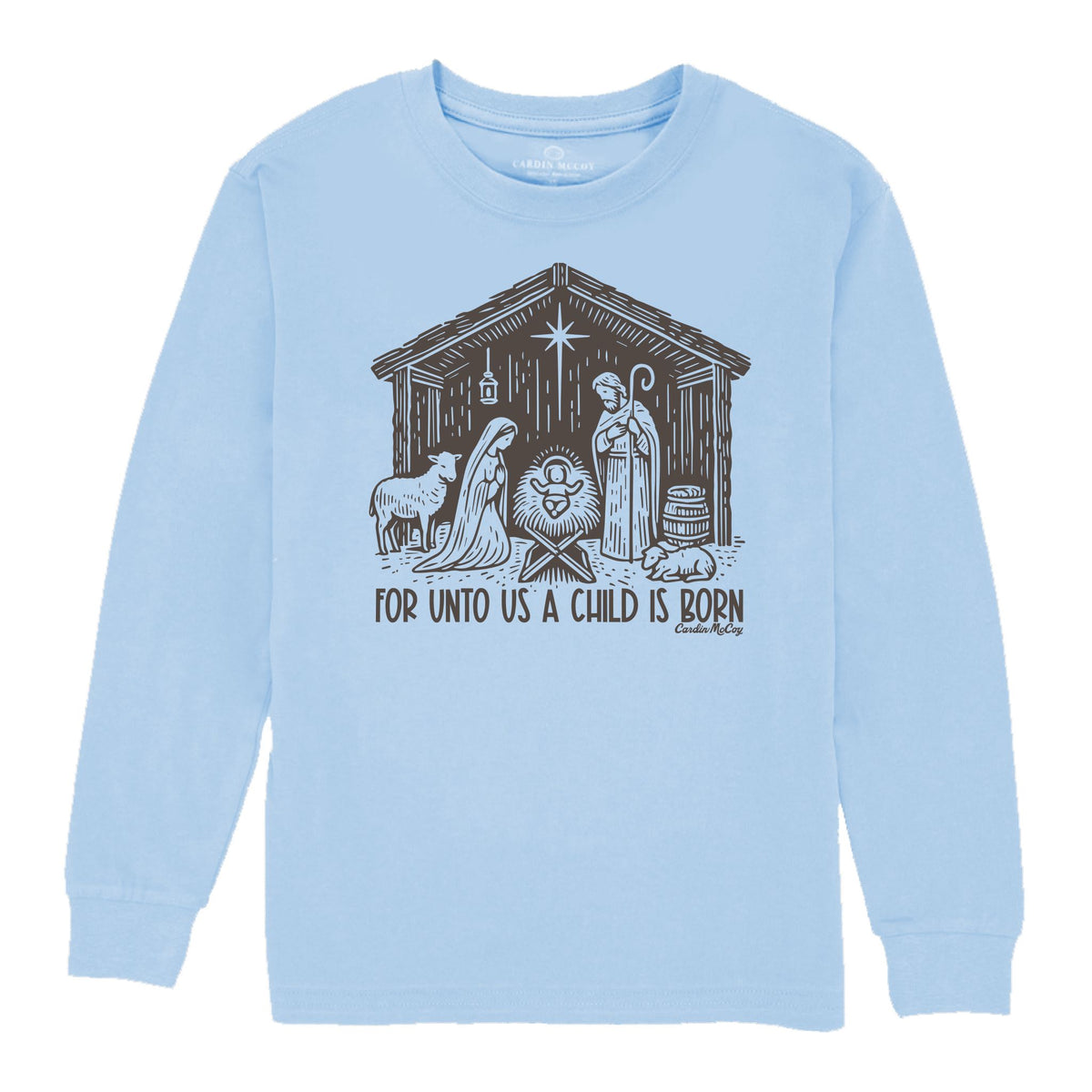 Kids' For Unto Us Sketch Front Long-Sleeve Tee Long Sleeve T-Shirt Cardin McCoy Light Blue XXS (2/3) 