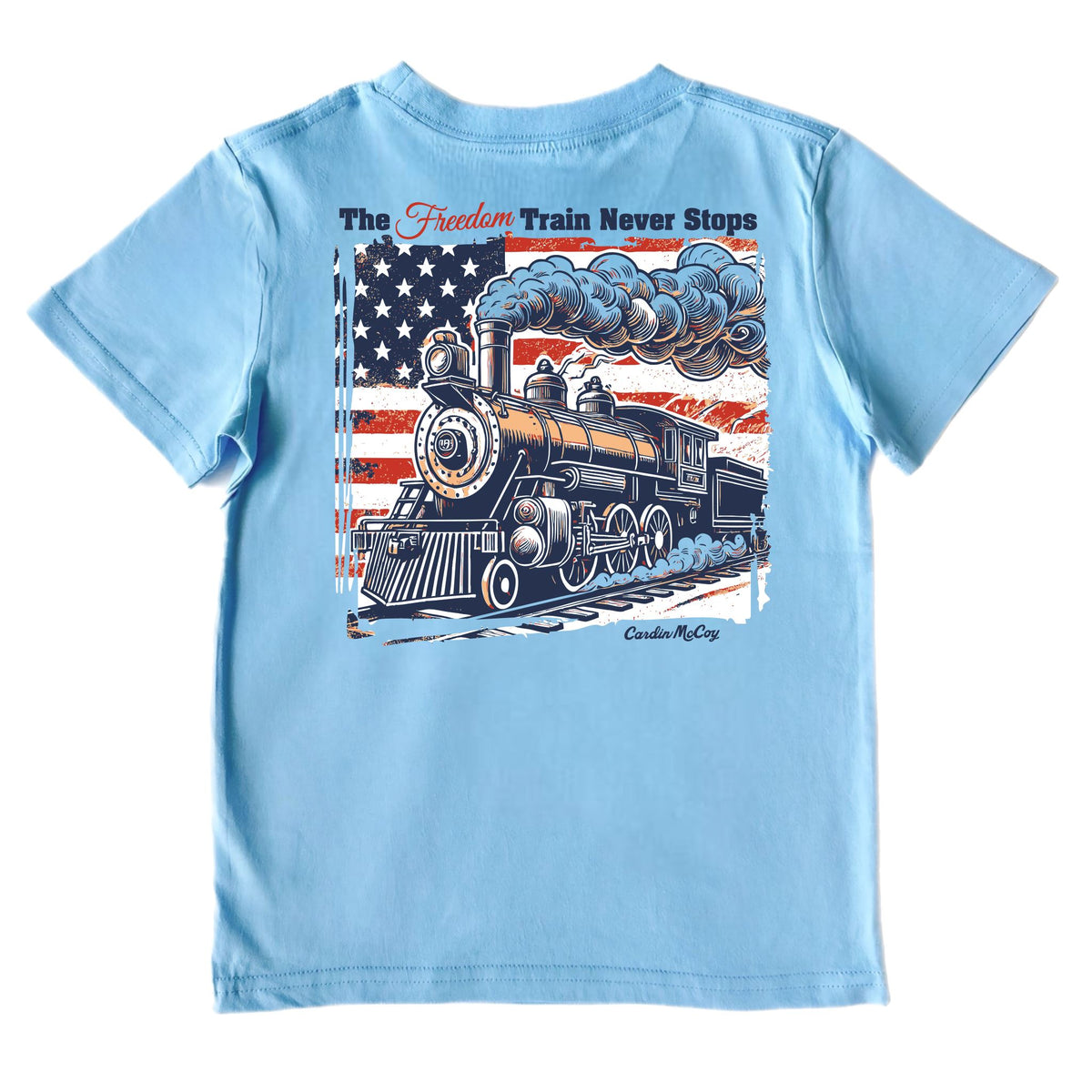 Kids' Freedom Train Short-Sleeve Tee Short Sleeve T-Shirt Cardin McCoy Light Blue XXS (2/3) No Pocket