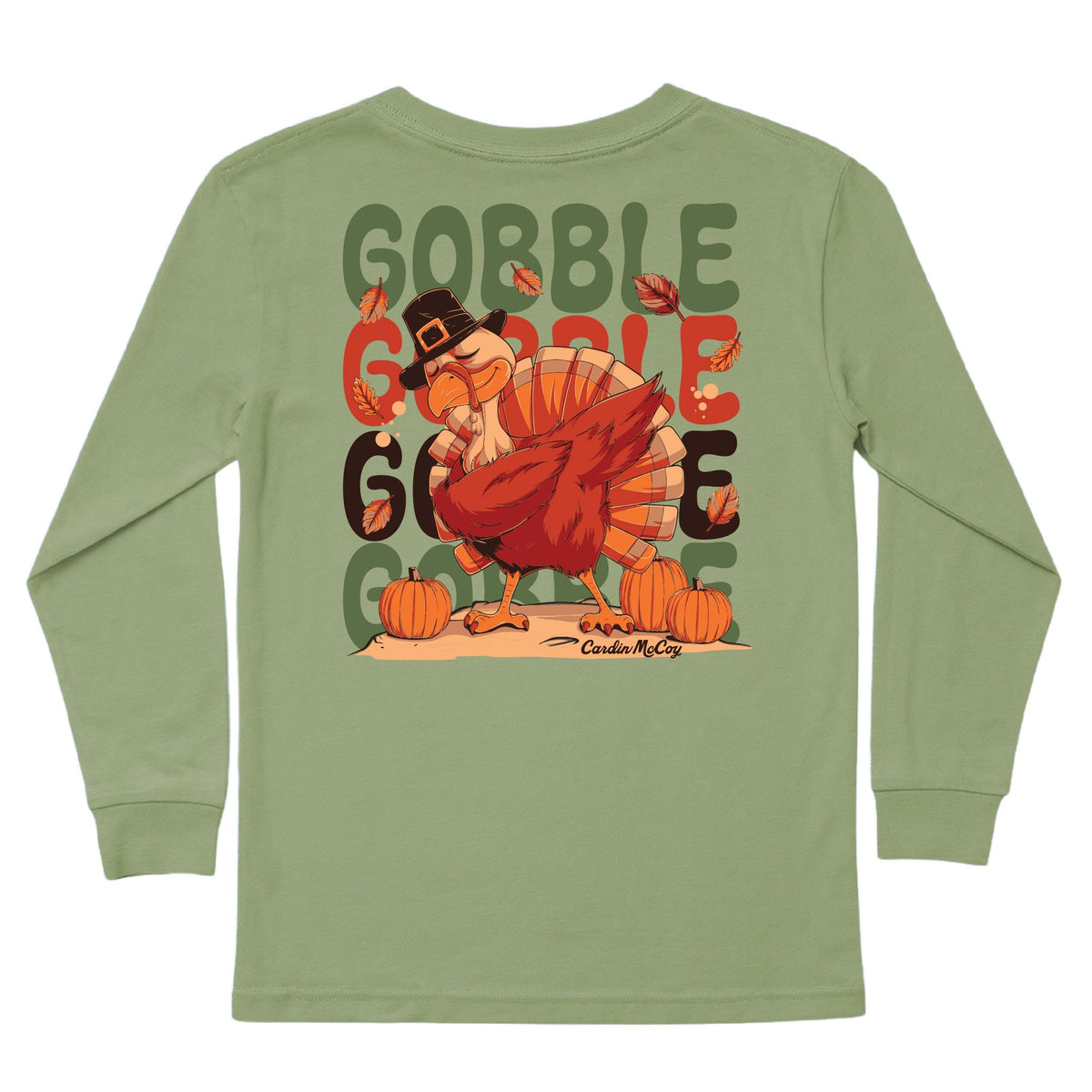 Kids' Gobble Gobble Long-Sleeve Tee Long Sleeve T-Shirt Cardin McCoy Light Olive XXS (2/3) Pocket