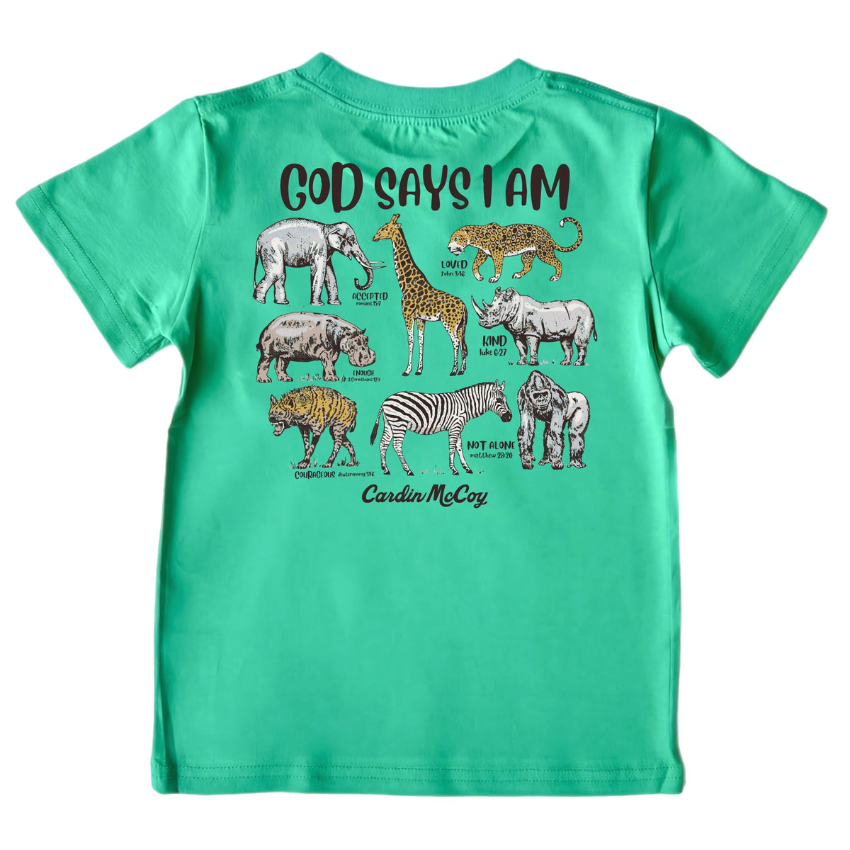 Kids' God Says I Am Short-Sleeve Tee Short Sleeve T-Shirt Cardin McCoy Green XXS (2/3) Pocket