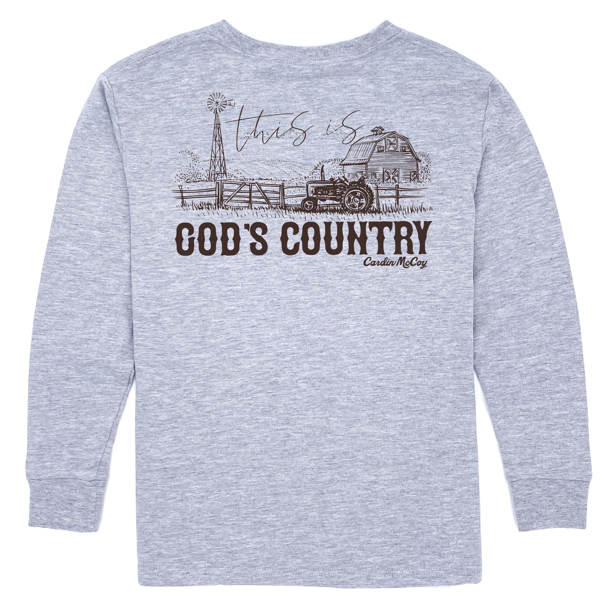 Kids' God's Country Long-Sleeve Tee Long Sleeve T-Shirt Cardin McCoy Heather Gray XXS (2/3) Pocket