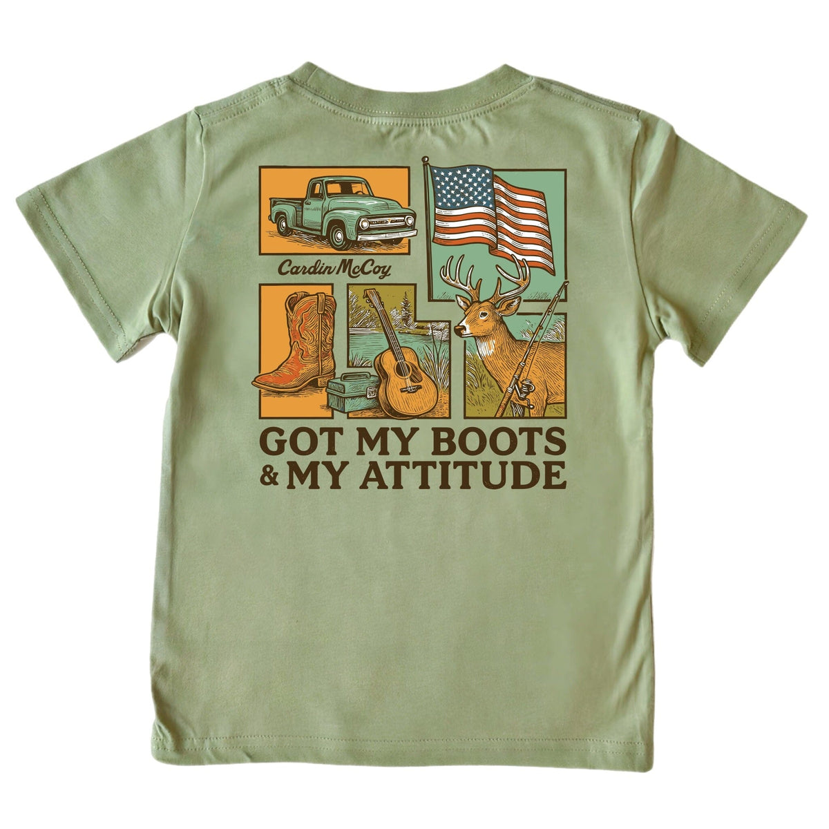 Kids' Got My Boots Short-Sleeve Tee Short Sleeve T-Shirt Cardin McCoy Light Olive XXS (2/3) Pocket