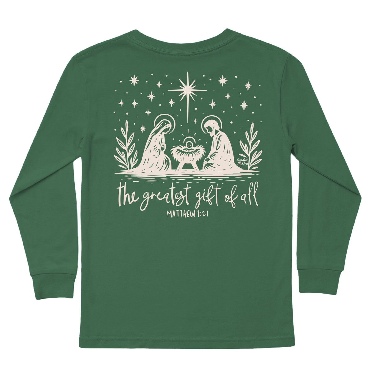 Kid's Greatest Gift Long-Sleeve Tee Long Sleeve T-Shirt Cardin McCoy Dark Olive XXS (2/3) Pocket