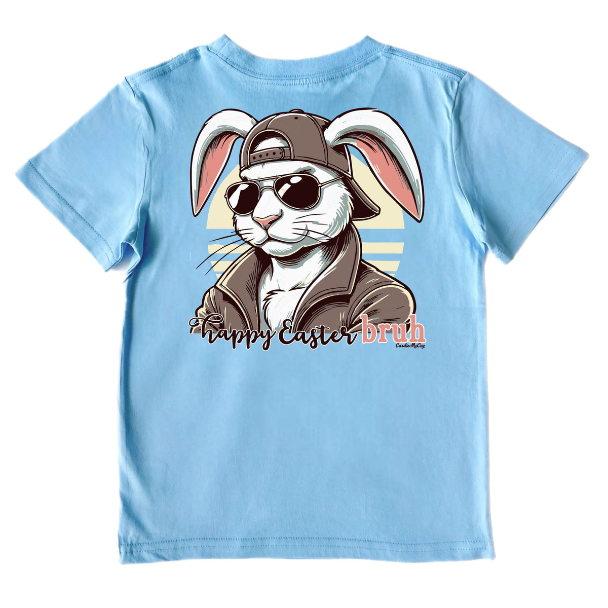 Kids' Happy Easter Bruh Short-Sleeve Tee Short Sleeve T-Shirt Cardin McCoy Light Blue XXS (2/3) No Pocket