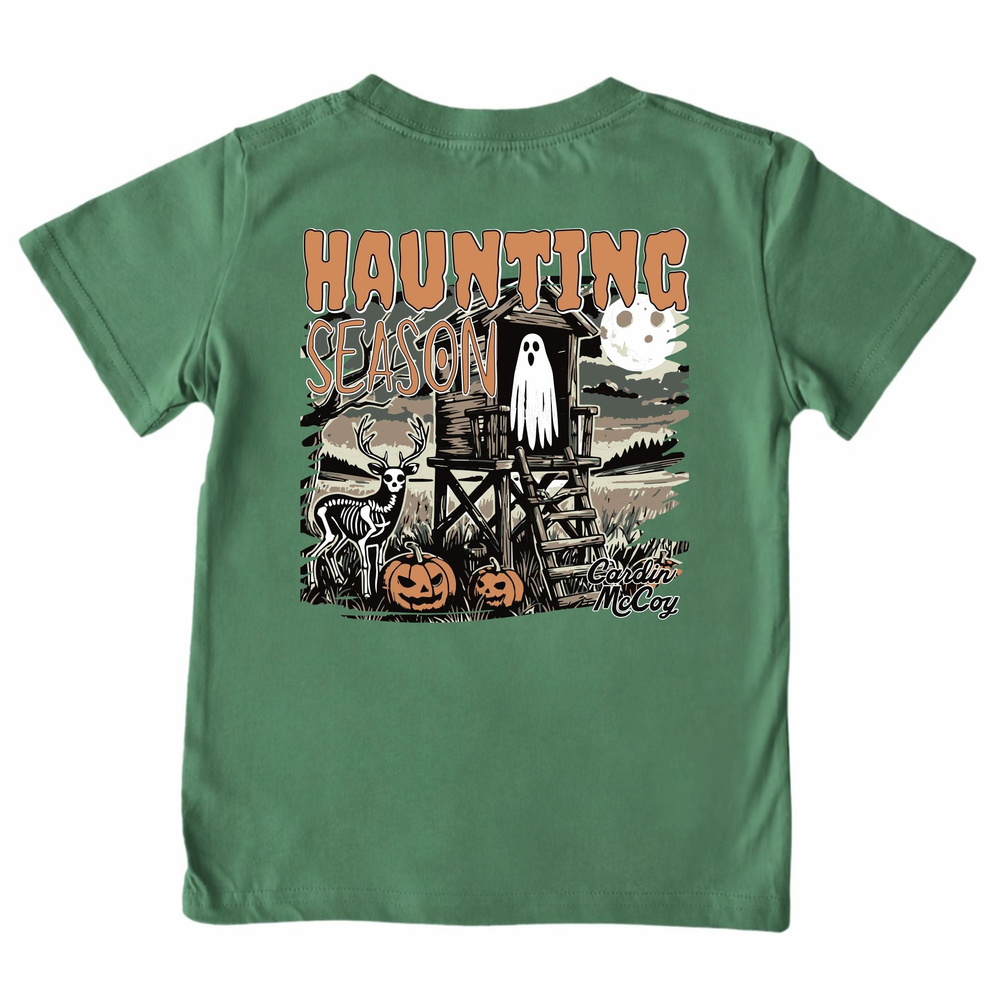Kids' Haunting Season Short-Sleeve Tee Short Sleeve T-Shirt Cardin McCoy Dark Olive XXS (2/3) Pocket