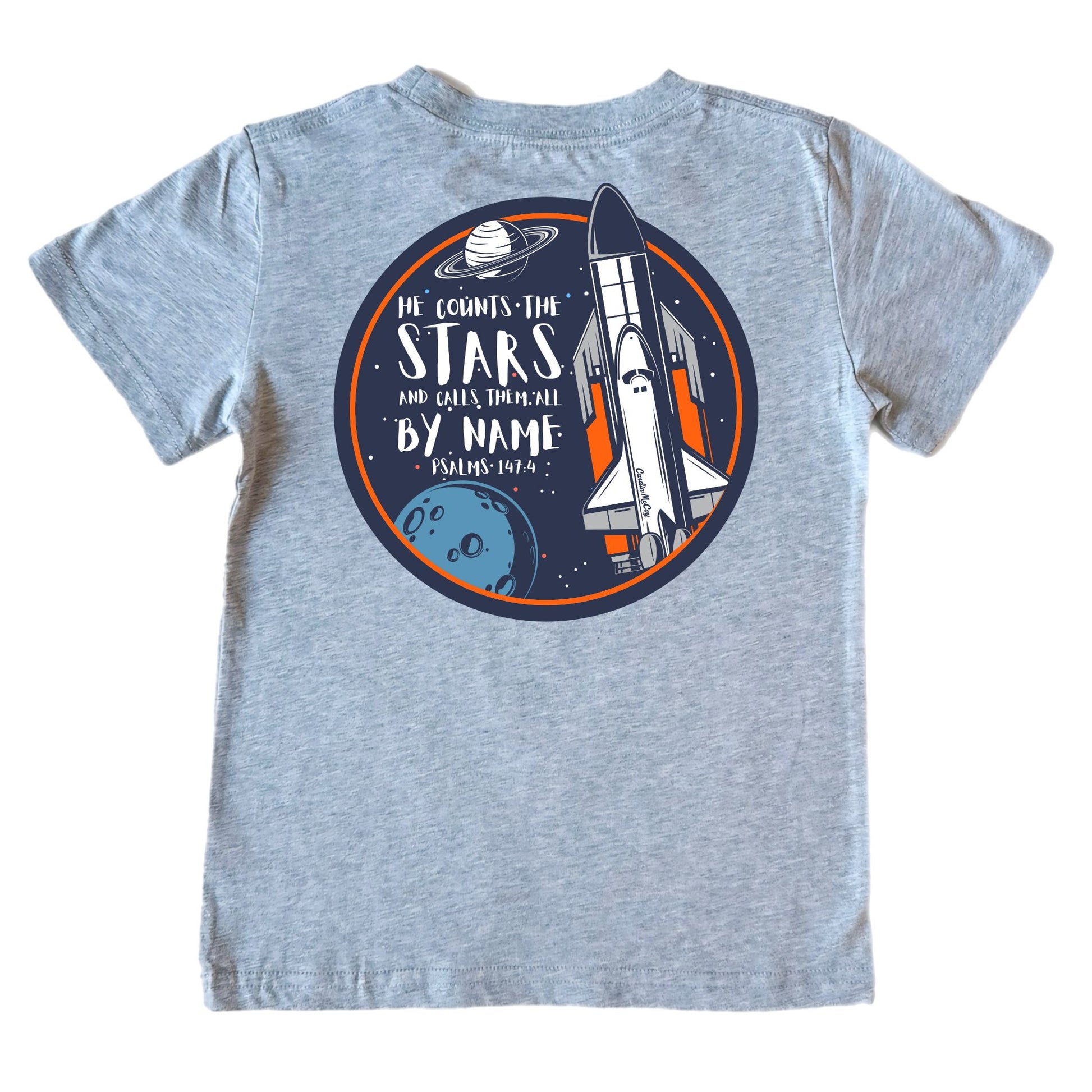 Kids' He Counts The Stars Short-Sleeve Tee Short Sleeve T-Shirt Cardin McCoy Heather Gray XXS (2/3) Pocket