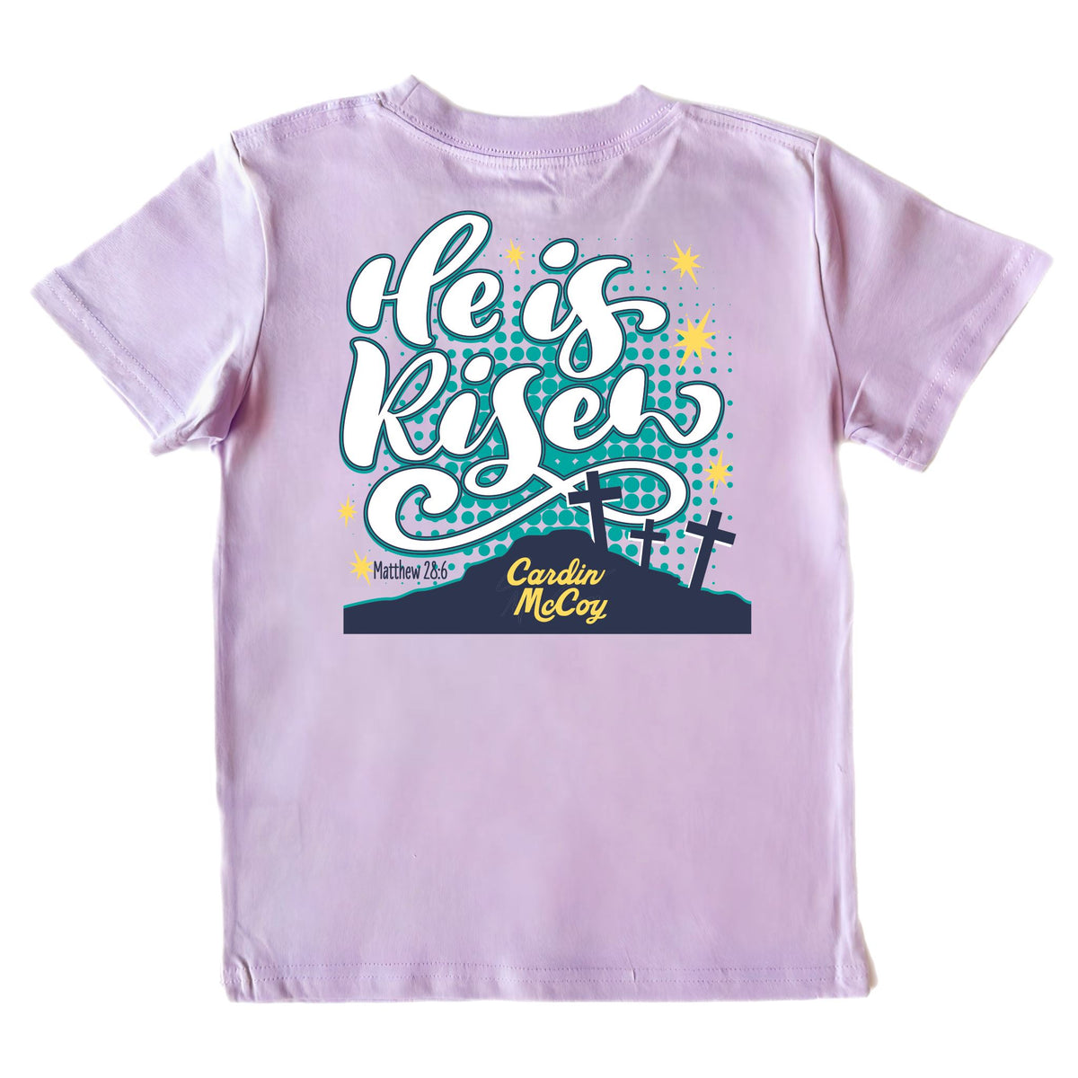 Kids' He is Risen Short-Sleeve Tee Short Sleeve T-Shirt Cardin McCoy Lavender XXS (2/3) Pocket