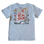 Kids' Heart of Dixie Crimson Short-Sleeve Tee Short Sleeve T-Shirt Cardin McCoy Heather Gray XXS (2/3) Pocket
