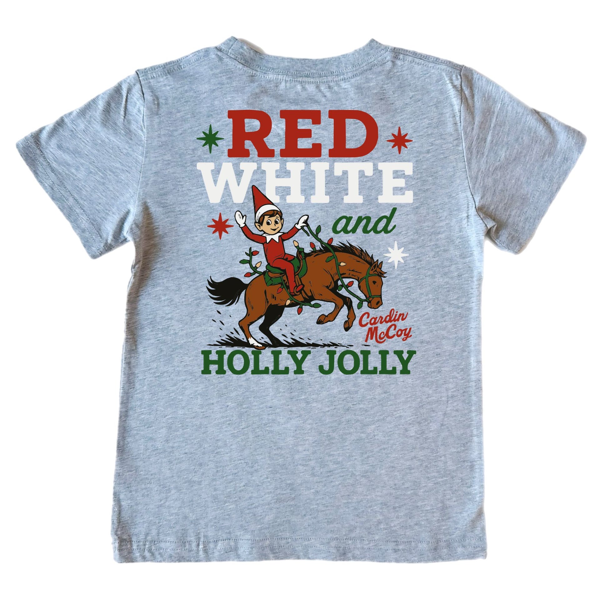 Kids' Holly Jolly Short-Sleeve Tee Short Sleeve T-Shirt Cardin McCoy Heather Gray XXS (2/3) Pocket