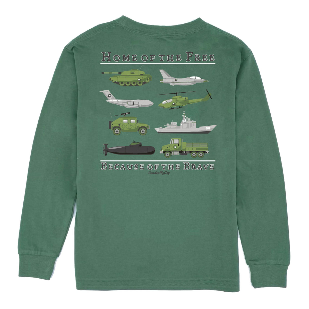 Kids' Home of the Free Long-Sleeve Tee Long Sleeve T-Shirt Cardin McCoy Dark Olive XXS (2/3) Pocket