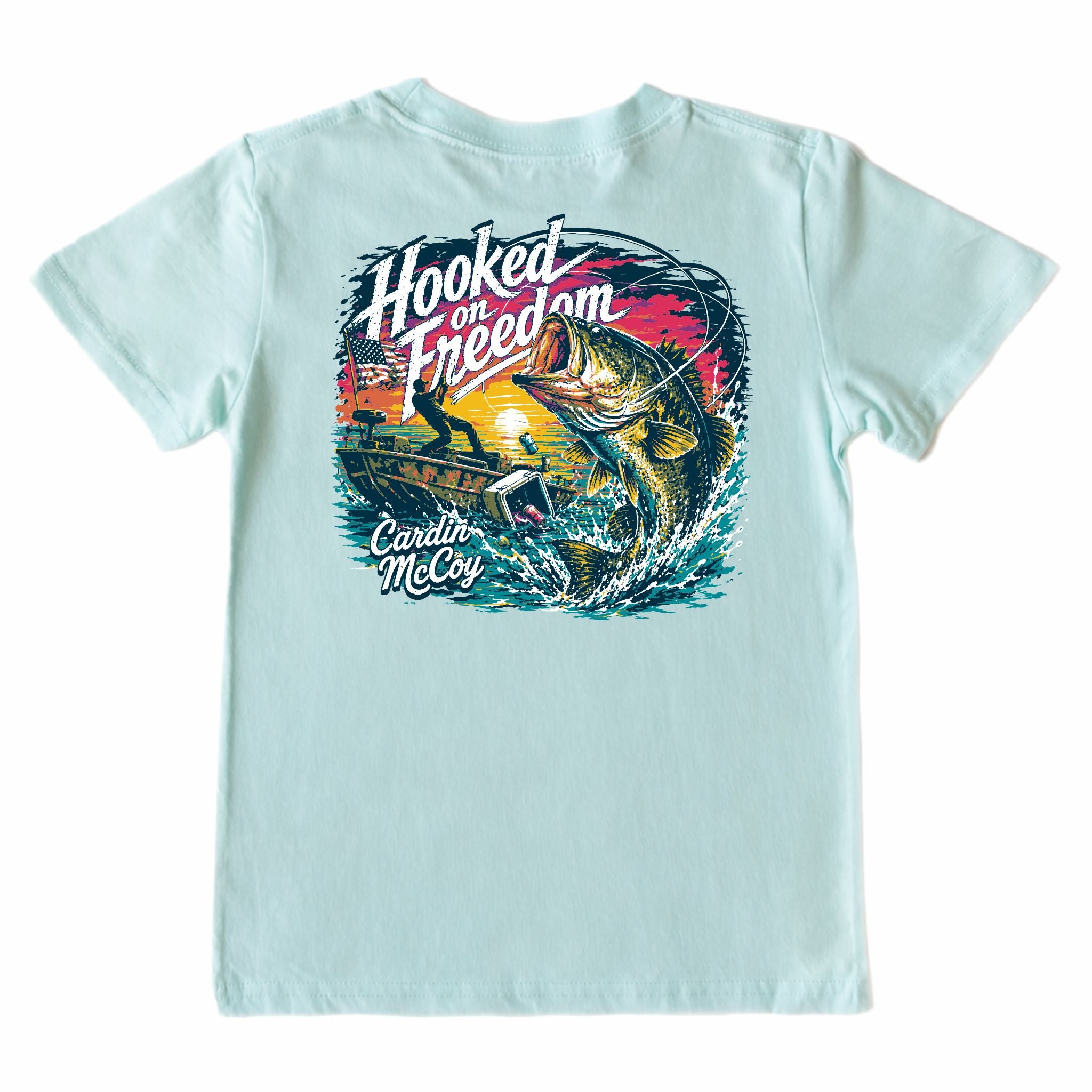 Kids' Hooked on Freedom Short-Sleeve Tee Short Sleeve T-Shirt Cardin McCoy Blue Mint XXS (2/3) Pocket