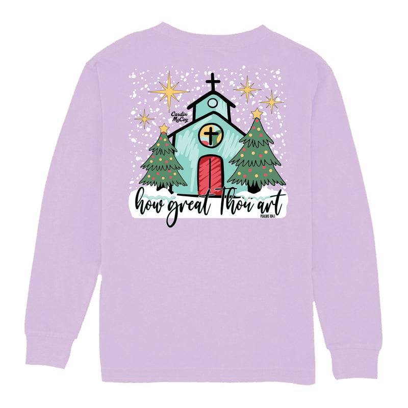 Kids' How Great Thou Art Long-Sleeve Tee Long Sleeve T-Shirt Cardin McCoy Lavender XXS (2/3) Pocket