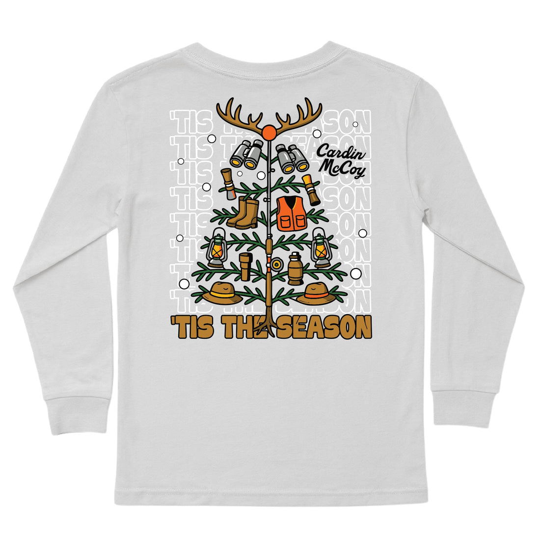 Kids' Hunting Christmas Tree Long-Sleeve Tee Long Sleeve T-Shirt Cardin McCoy Ice Gray XXS (2/3) Pocket