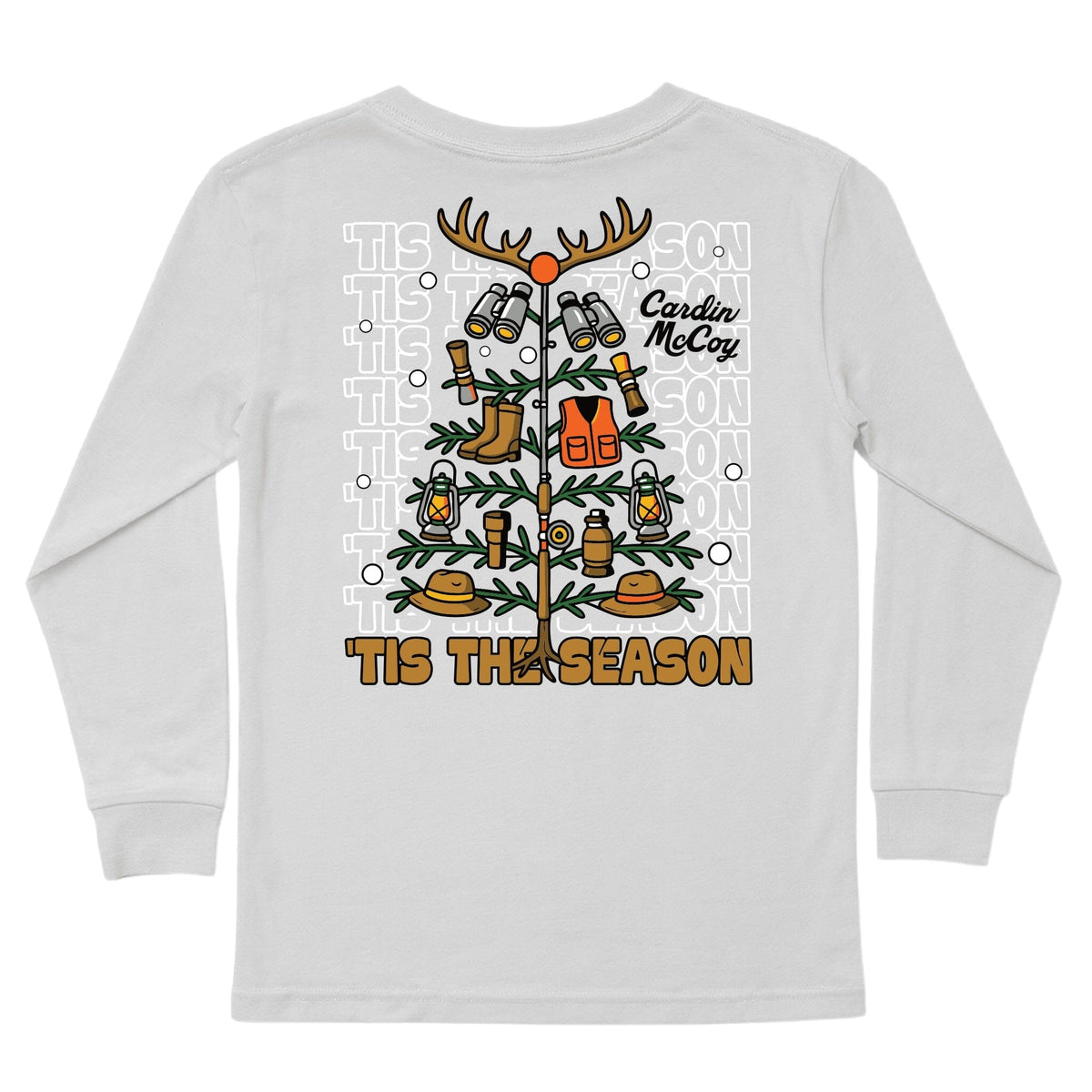 Kids' Hunting Christmas Tree Long-Sleeve Tee Long Sleeve T-Shirt Cardin McCoy Ice Gray XXS (2/3) Pocket