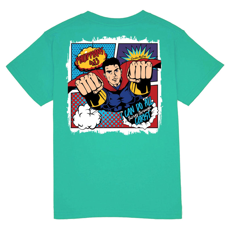 Kids' I Can Do All Things Short-Sleeve Tee Short Sleeve T-Shirt Cardin McCoy Teal XXS (2/3) Pocket