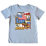Kids' I Stand For the Pledge Front Design Short-Sleeve Tee Short Sleeve T-Shirt Cardin McCoy Heather Gray XXS (2/3) Front