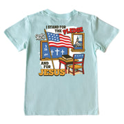 Kids' I Stand for the Pledge Short-Sleeve Tee Short Sleeve T-Shirt Cardin McCoy Blue Mint XXS (2/3) Pocket