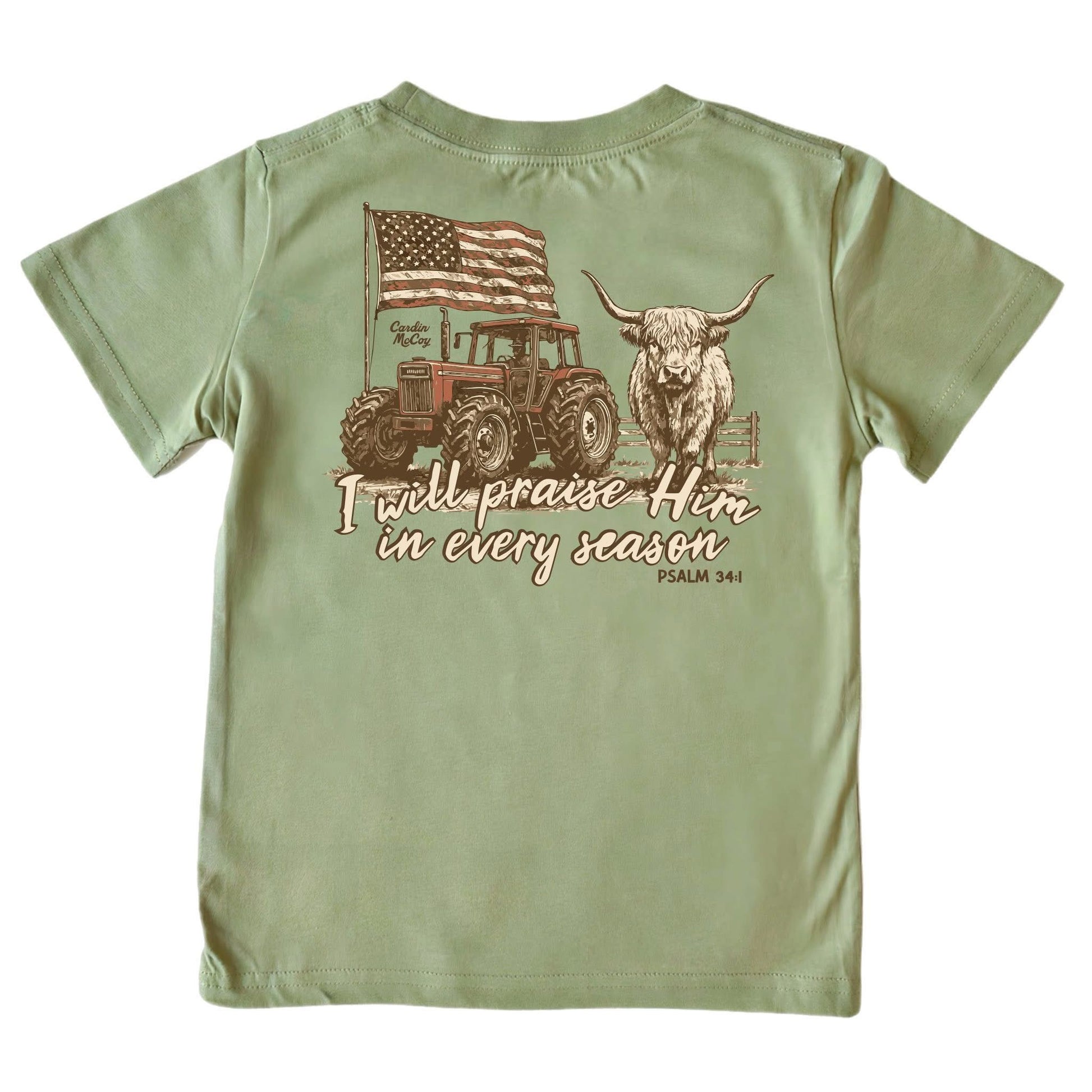 Kids' I Will Praise Mama Short-Sleeve Tee Short Sleeve T-Shirt Cardin McCoy Light Olive XXS (2/3) Pocket