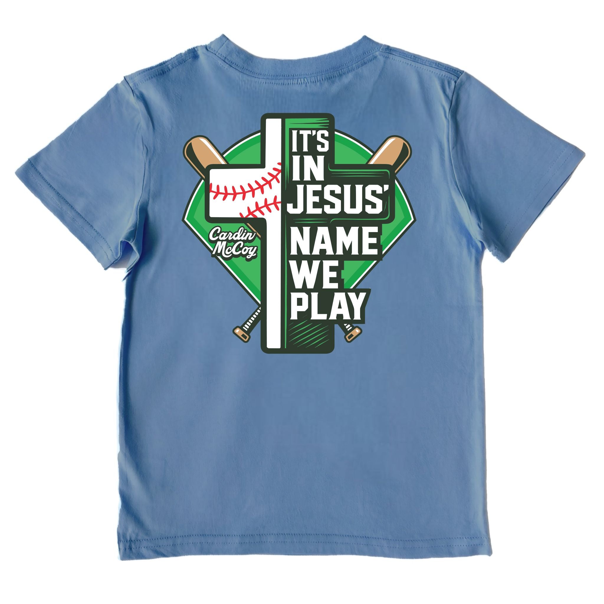 Kids' In Jesus Name Baseball Performance Short-Sleeve Tee Short Sleeve T-Shirt Cardin McCoy Captain Blue XXS (2/3) Performance
