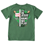 Kids' In Jesus Name Baseball Short-Sleeve Tee Short Sleeve T-Shirt Cardin McCoy Dark Olive XXS (2/3) Pocket