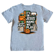 Kids' In Jesus Name Basketball Short-Sleeve Tee Short Sleeve T-Shirt Cardin McCoy Heather Gray XXS (2/3) Pocket