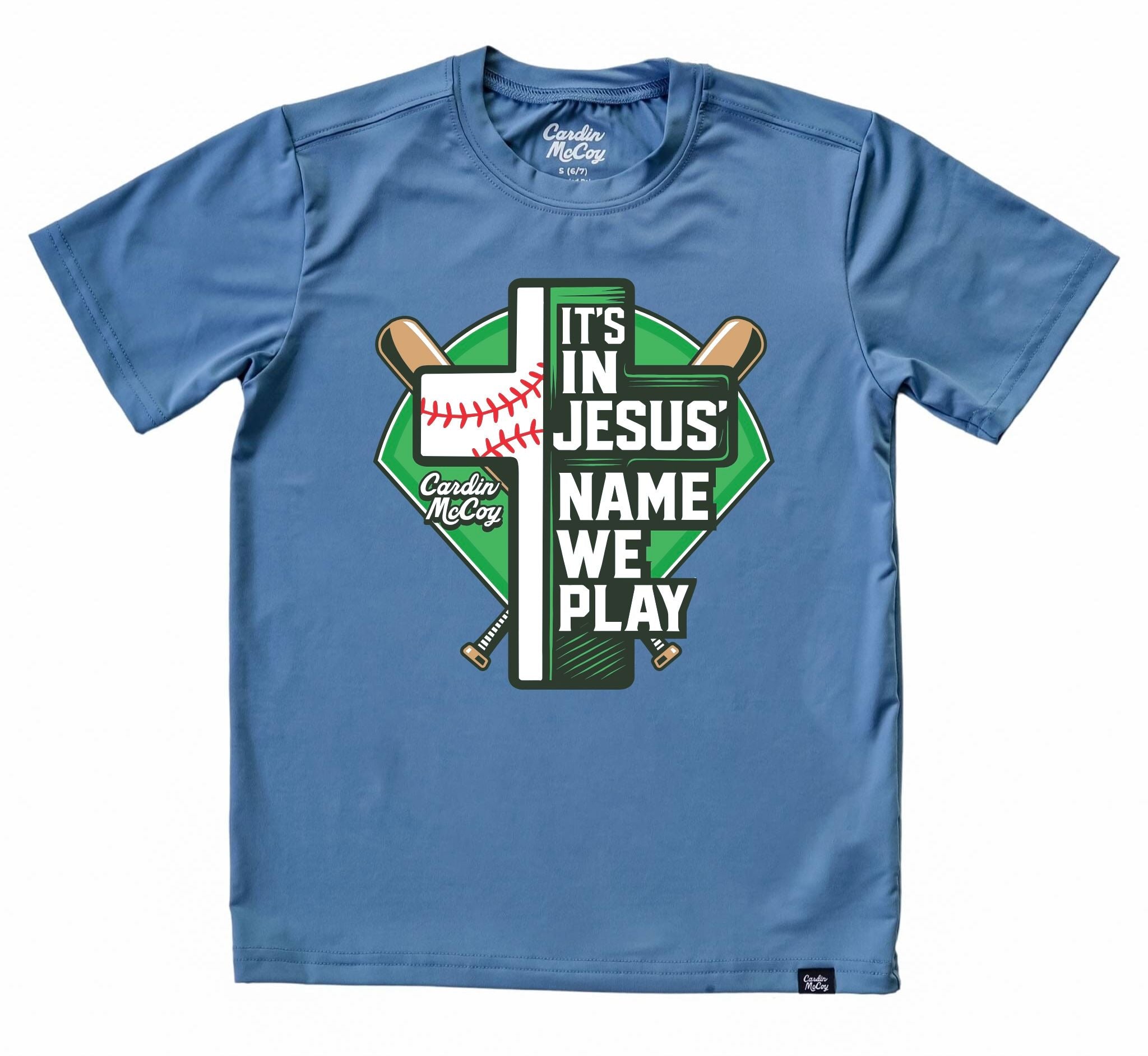 Kids' In Jesus Name Front Design Short-Sleeve Tee Short Sleeve T-Shirt Cardin McCoy Captains Blue XXS (2/3) Front