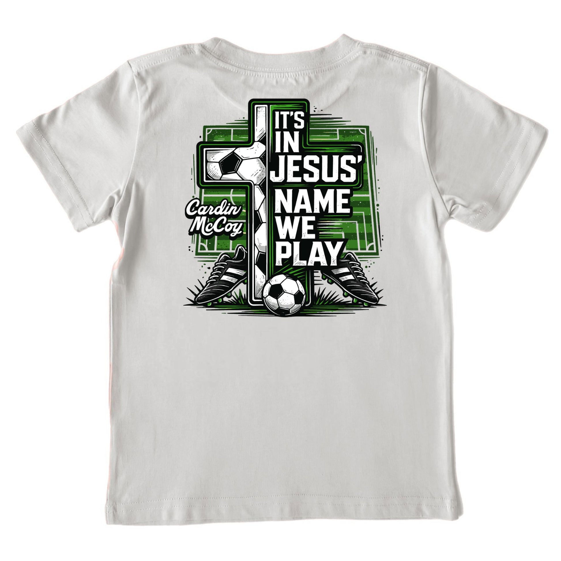 Kids' In Jesus Name Soccer Short-Sleeve Tee Short Sleeve T-Shirt Cardin McCoy Ice Gray XXS (2/3) Pocket
