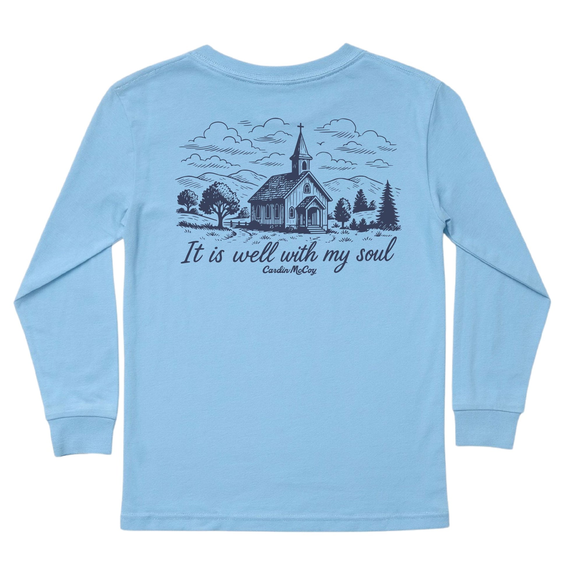 Kids' It Is Well Long-Sleeve Tee Long Sleeve T-Shirt Cardin McCoy Light Blue XXS (2/3) Pocket