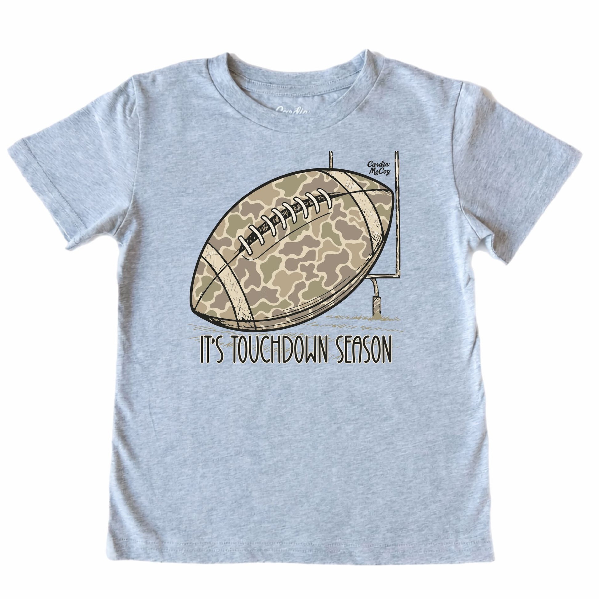 Kids' It's Touchdown Season Front Short-Sleeve Tee Short Sleeve T-Shirt Cardin McCoy Heather Gray XXS (2/3) Pocket