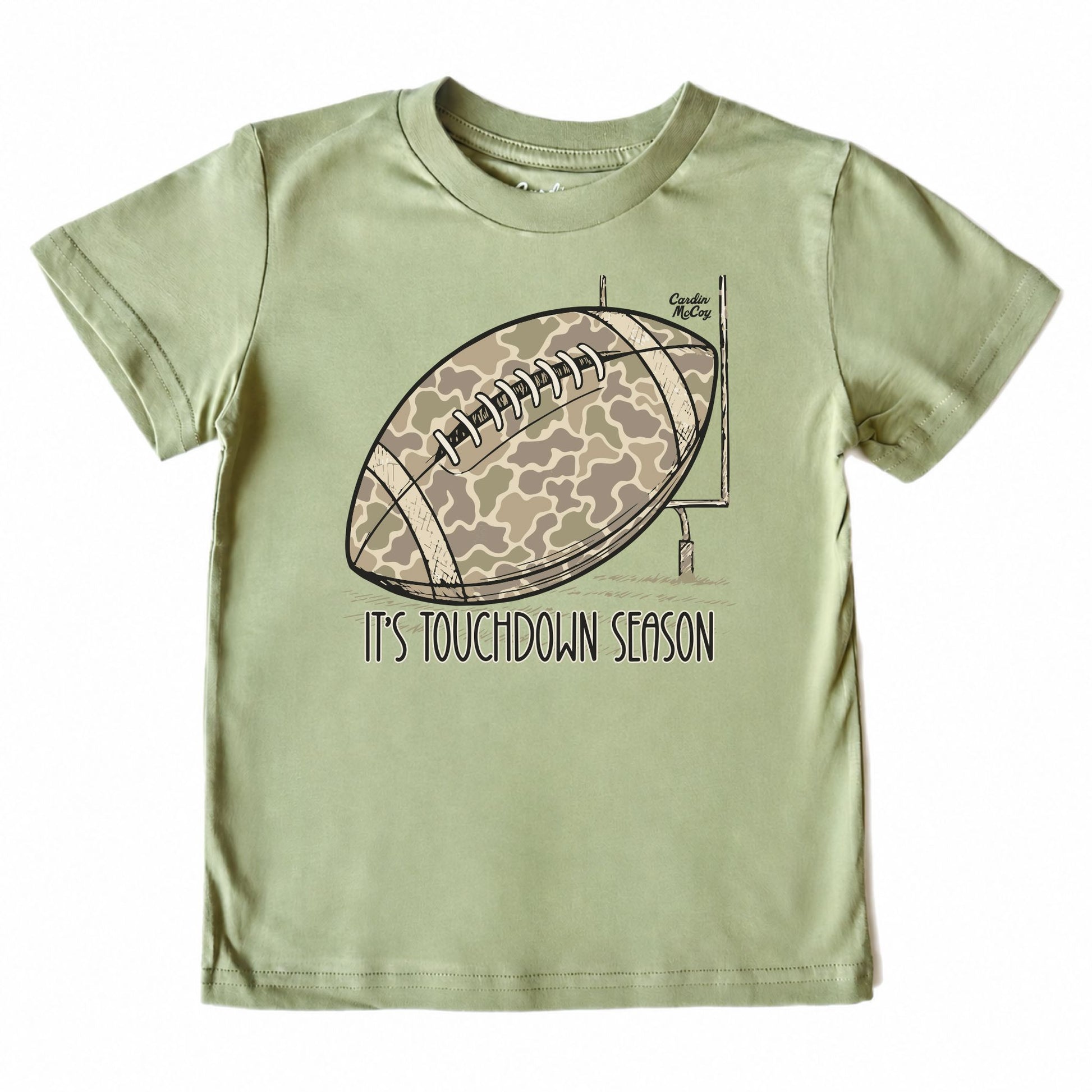 Kids' It's Touchdown Season Front Short-Sleeve Tee Short Sleeve T-Shirt Cardin McCoy Light Olive XXS (2/3) Pocket