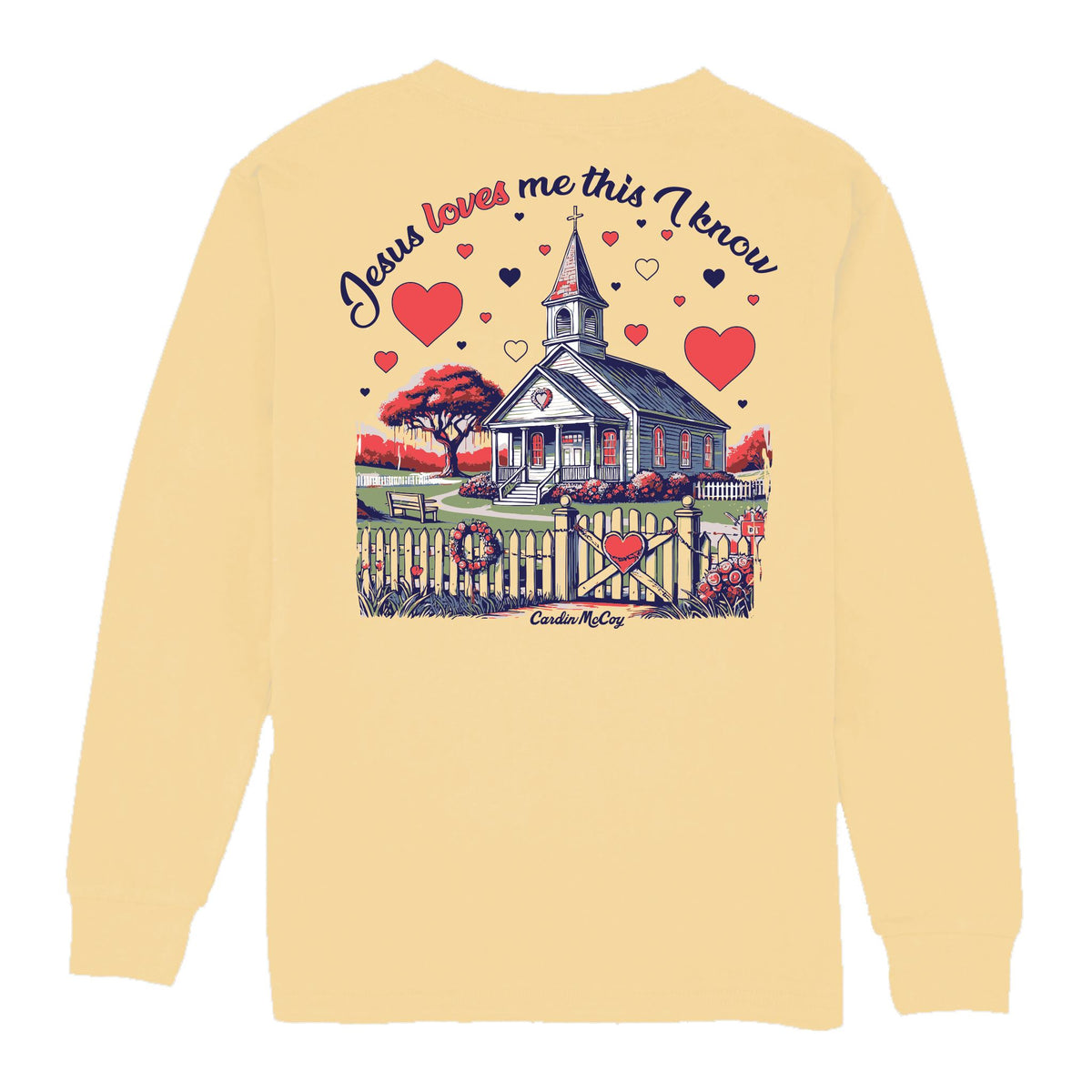 Kids' Jesus Loves Me Long-Sleeve Tee Long Sleeve T-Shirt Cardin McCoy Butter XXS (2/3) Pocket