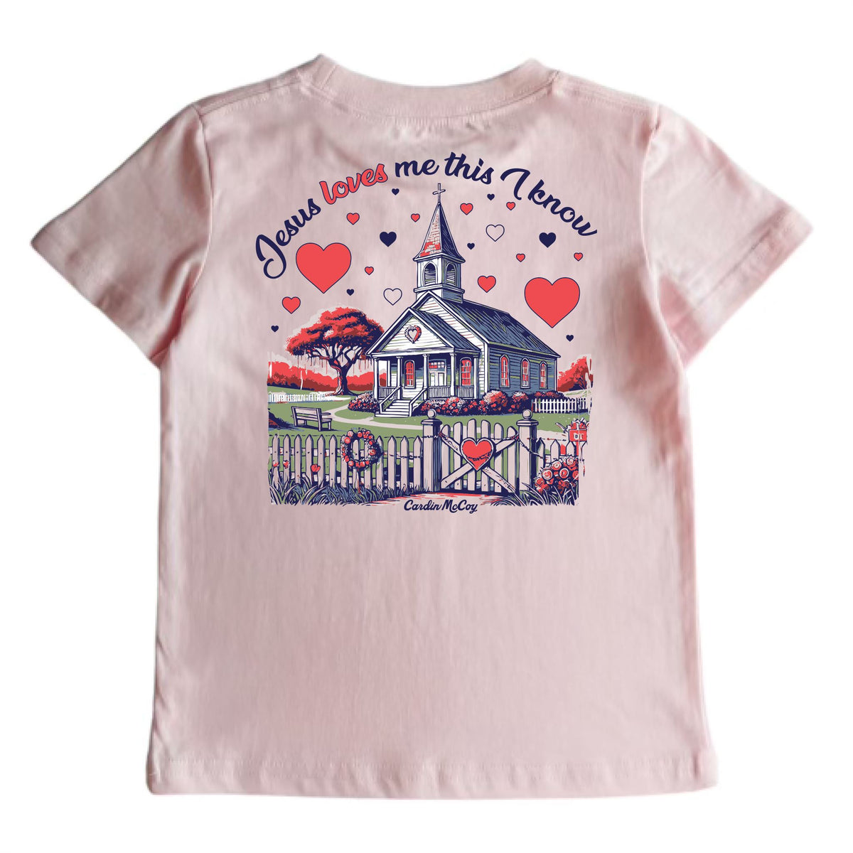 Kids' Jesus Loves Me Short-Sleeve Tee Short Sleeve T-Shirt Cardin McCoy Light Pink XXS (2/3) Pocket