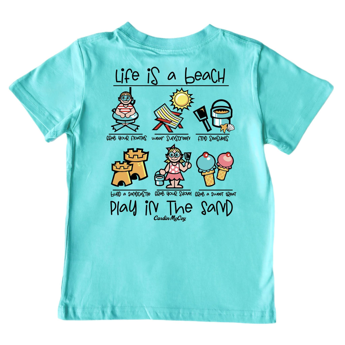 Kids' Life's a Beach Short-Sleeve Tee Short Sleeve T-Shirt Cardin McCoy Teal XXS (2/3) Pocket