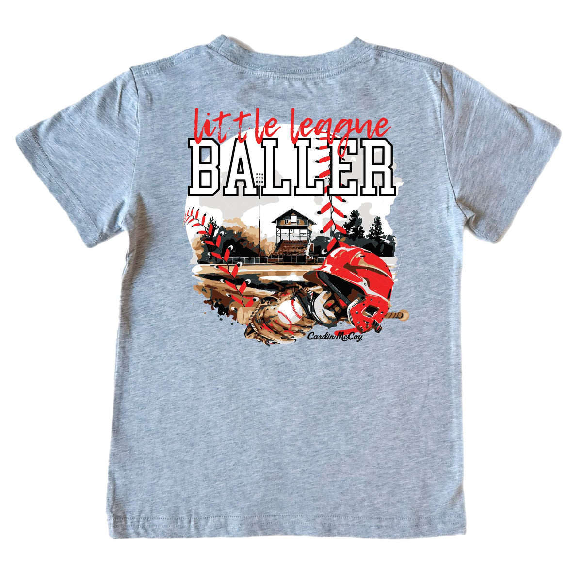 Kids' Little League Baller Short-Sleeve Tee Short Sleeve T-Shirt Cardin McCoy Heather Gray XXS (2/3) Pocket