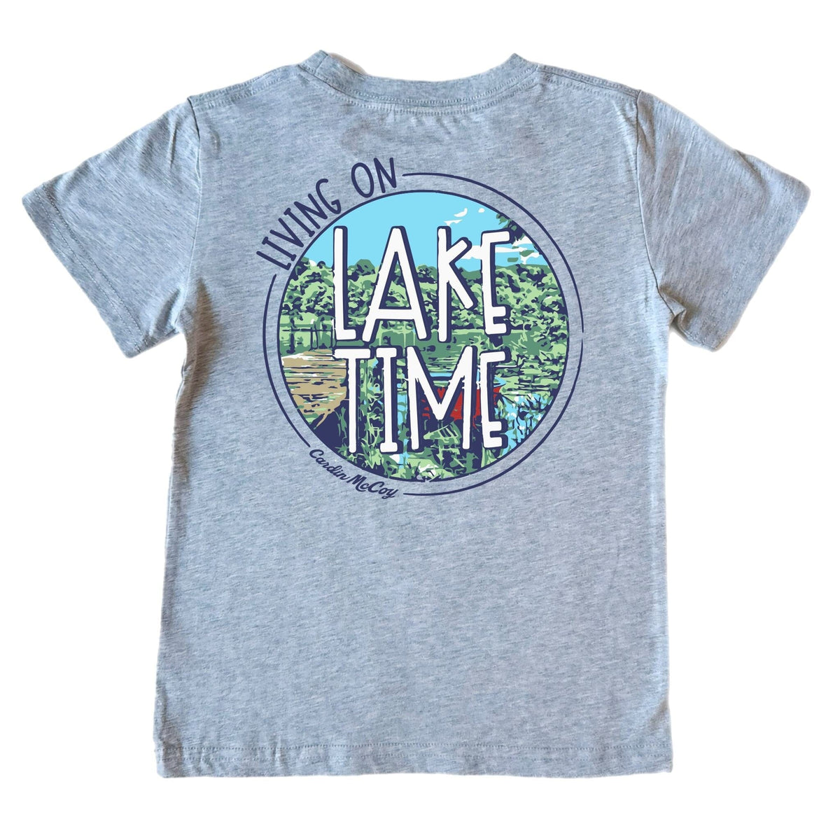 Kids' Living on Lake Time Short-Sleeve Tee Short Sleeve T-Shirt Cardin McCoy Heather Gray XXS (2/3) Pocket