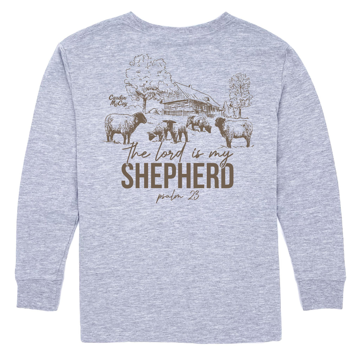 Kids' Lord is My Shepherd Long-Sleeve Tee Long Sleeve T-Shirt Cardin McCoy Heather Gray XXS (2/3) Pocket