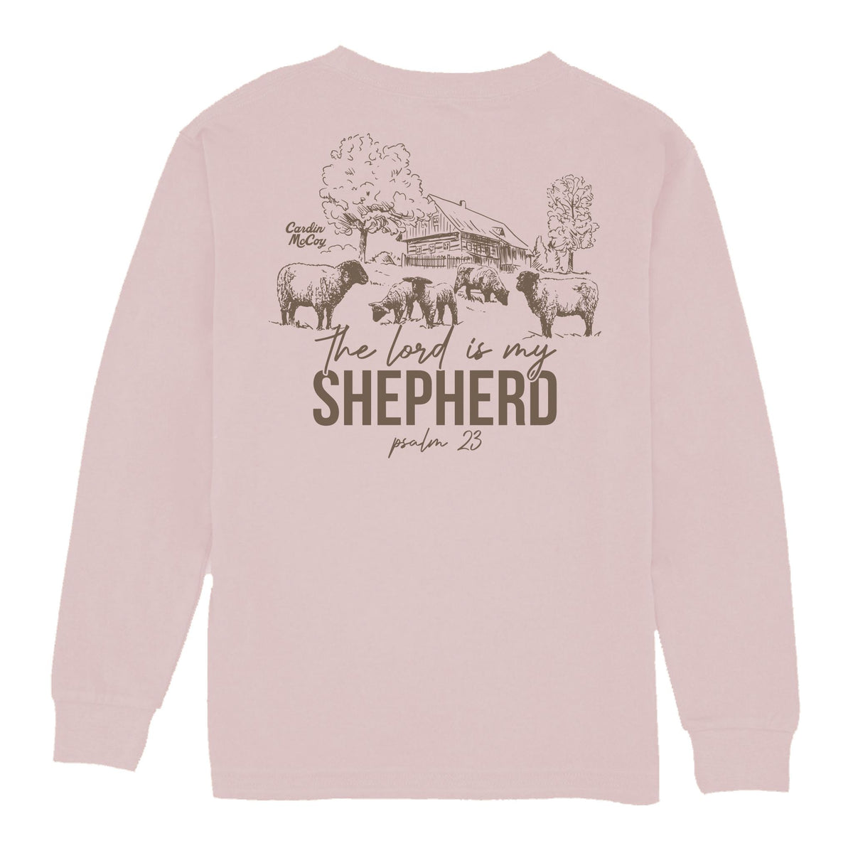 Kids' Lord is My Shepherd Long-Sleeve Tee Long Sleeve T-Shirt Cardin McCoy Light Pink XXS (2/3) Pocket