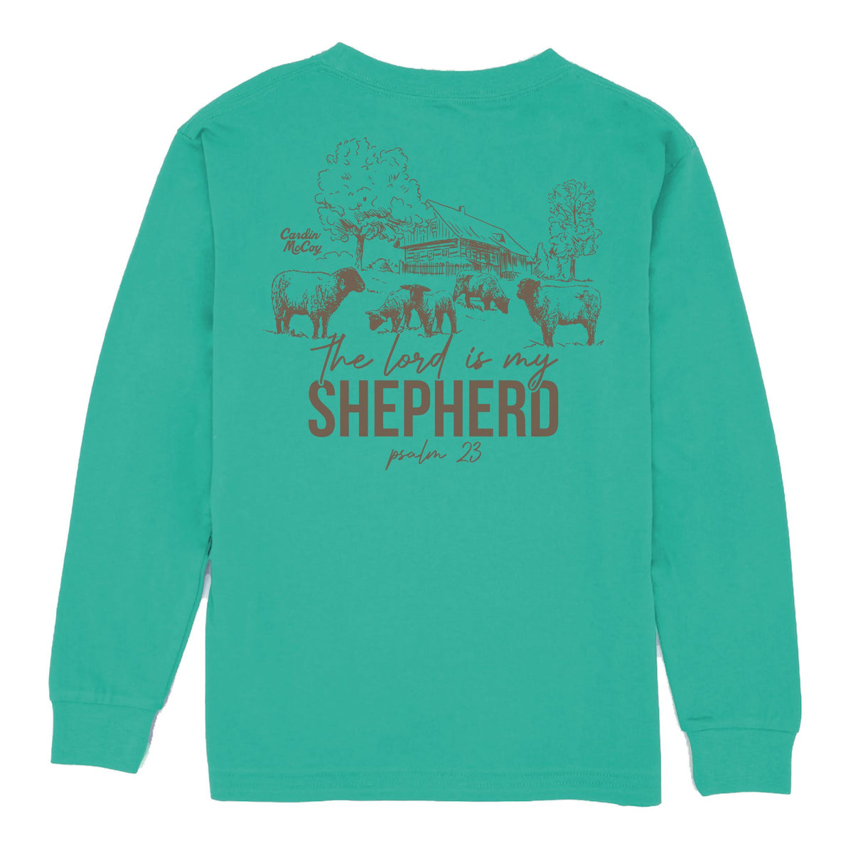 Kids' Lord is My Shepherd Long-Sleeve Tee Long Sleeve T-Shirt Cardin McCoy Teal XXS (2/3) Pocket