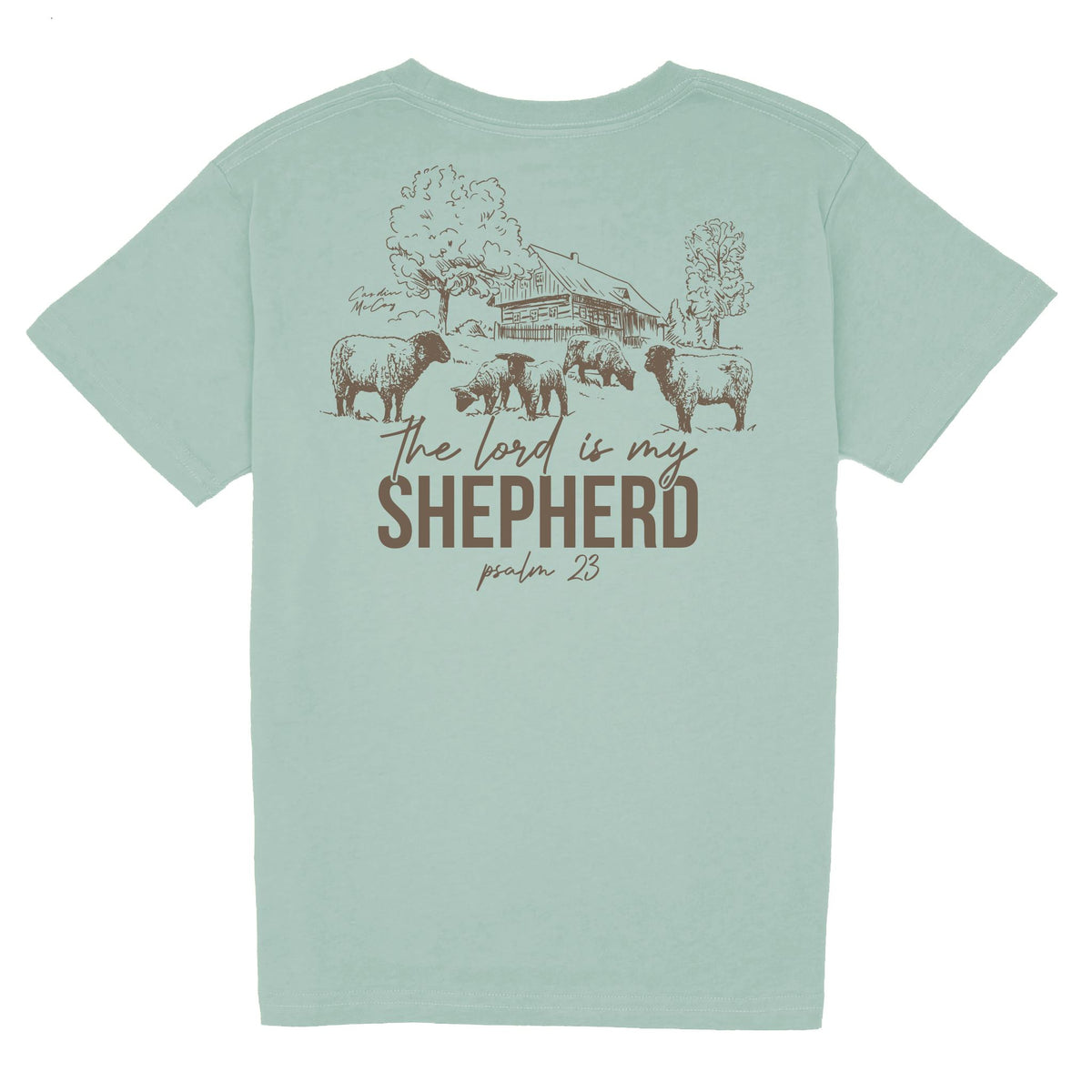 Kids' Lord is My Shepherd Short Sleeve Pocket Tee Short Sleeve T-Shirt Cardin McCoy Sage XXS (2/3) 