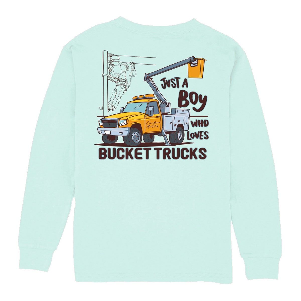 Kids' Loves Bucket Trucks Long Sleeve Pocket Tee Long Sleeve T-Shirt Cardin McCoy Blue Mint XXS (2/3) 