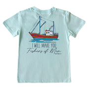 Kids' Make Me Fishers of Men Short-Sleeve Tee Short Sleeve T-Shirt Cardin McCoy Blue Mint XXS (2/3) Pocket