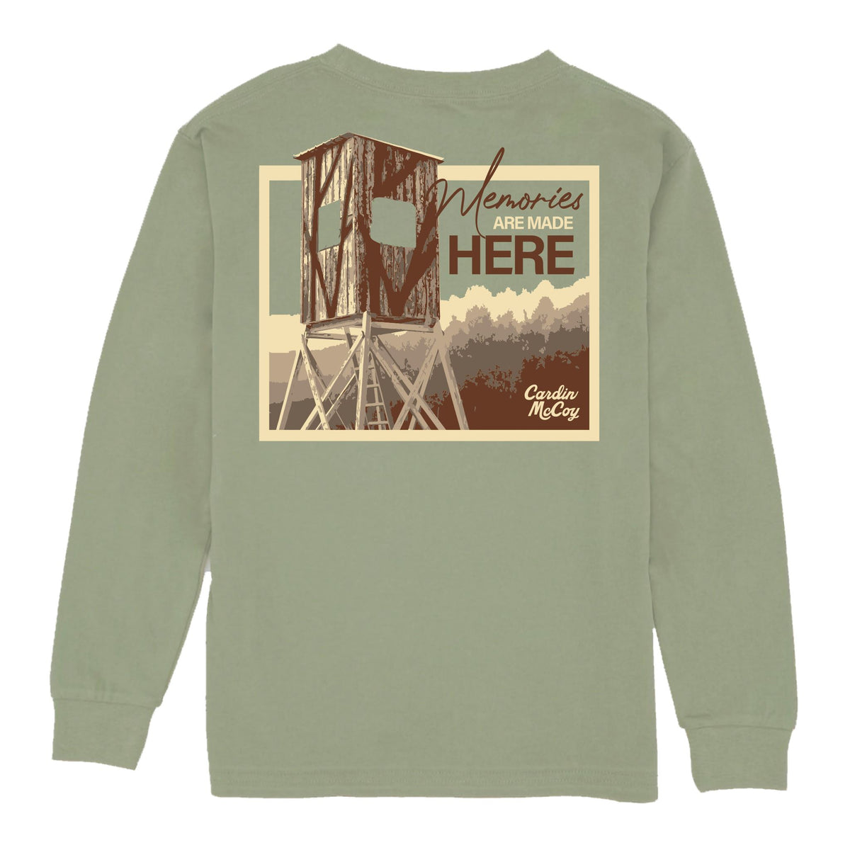 Kids' Memories Are Made Here Long-Sleeve Tee Long Sleeve T-Shirt Cardin McCoy Light Olive XXS (2/3) Pocket