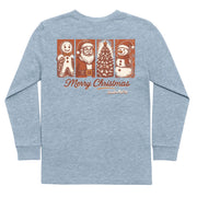 Kids' Merry Christmas Grid Long-Sleeve Tee Long Sleeve T-Shirt Cardin McCoy Heather Gray XXS (2/3) Pocket