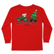 Kids' Merry Christmas Tractor Long-Sleeve Tee Long Sleeve T-Shirt Cardin McCoy Red XXS (2/3) Pocket