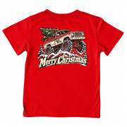 Kids' Merry Christmas Truck Short-Sleeve Tee Short Sleeve T-Shirt Cardin McCoy Red XXS (2/3) Pocket