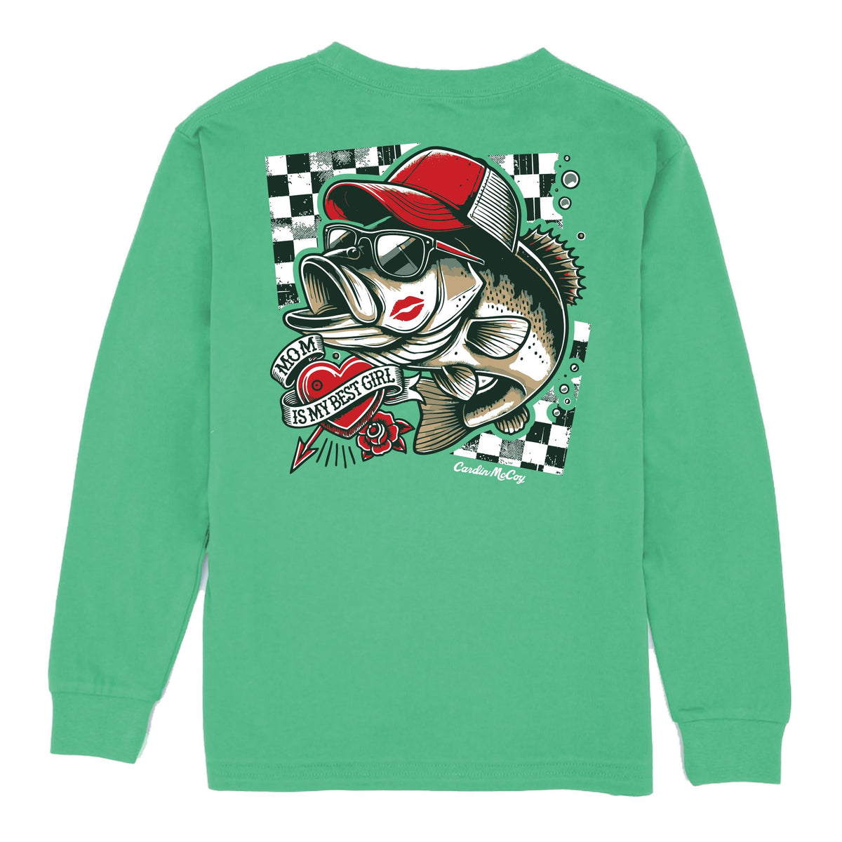 Kids' Mom is My Best Girl Long-Sleeve Tee Long Sleeve T-Shirt Cardin McCoy Green M (8/10) No Pocket