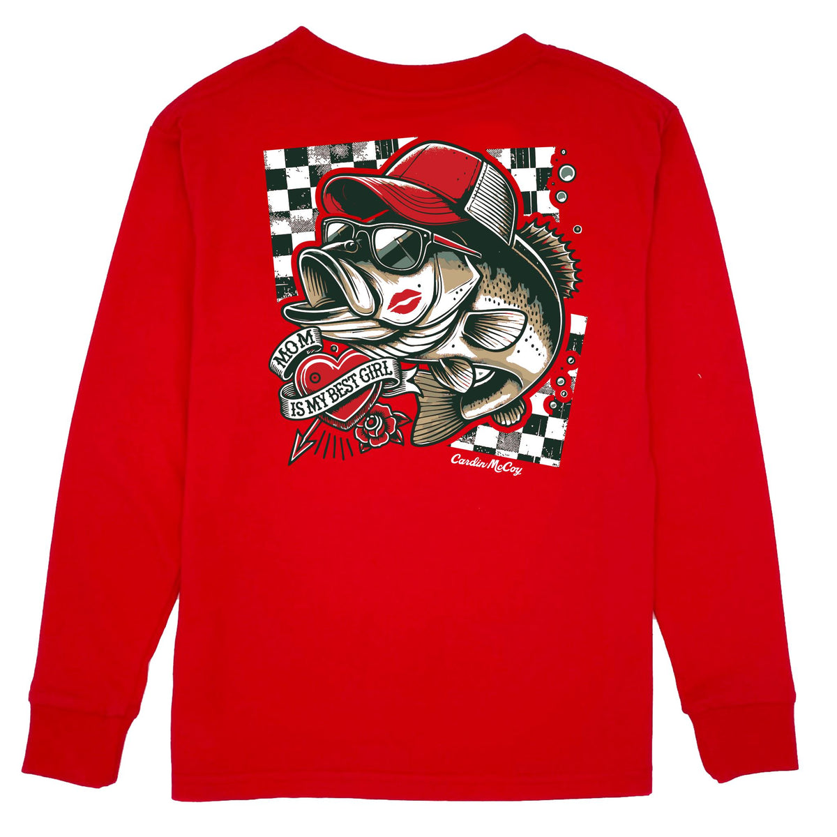 Kids' Mom is My Best Girl Long-Sleeve Tee Long Sleeve T-Shirt Cardin McCoy Red XXS (2/3) No Pocket